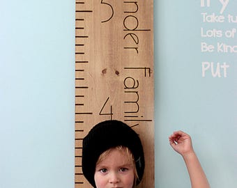 Growth Chart - Engraved Growth Chart Ruler -  Wood Height Chart - Family Growth Chart - Measuring Stick