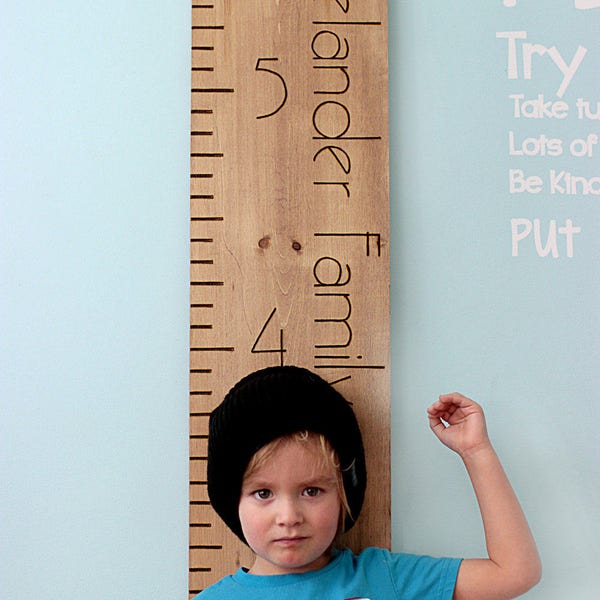 Personalized Wood Growth Chart - Engraved Ruler - Custom Family Keepsake - First Birthday Gift - Wood Height Chart
