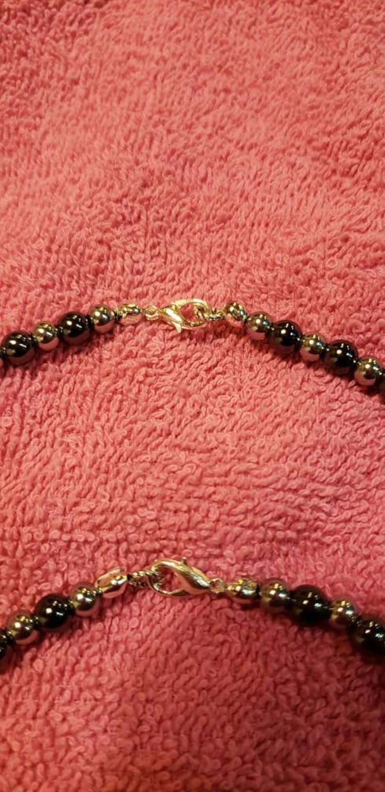 Natural Hematite and Stainless Steel Necklace Set