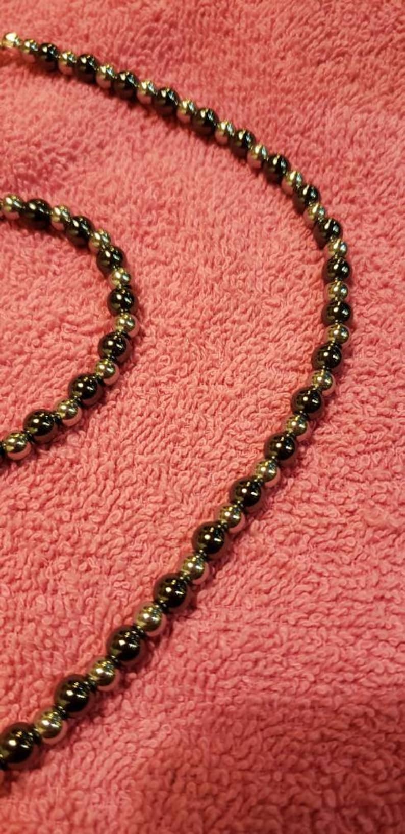 Natural Hematite and Stainless Steel Necklace Set