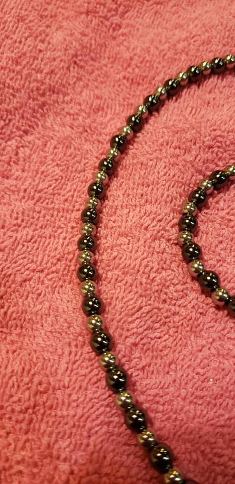 Natural Hematite and Stainless Steel Necklace Set