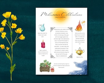 Litha Celebrations, Summer Solstice, Midsummer, BOS digital, printable pages