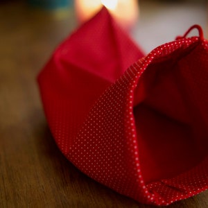 Drawsting pouch, bag, ritual, tarot, altar, jewelry, keepsake, chakra, storage, red, heart, cupid