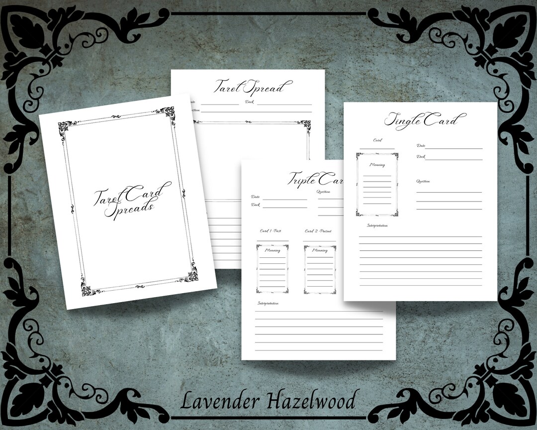 Tarot Card Spread Journal Page, Printable, Digital Download, PDF, PNG ...