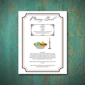 Money Bowl Spell, digital download, printable, PDF, PNG, BOS, Grimoire, Book of Shadows