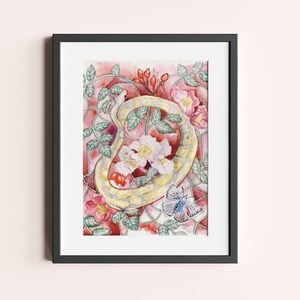 Python in Bloom I Prints 8x10, Snake Home Decor