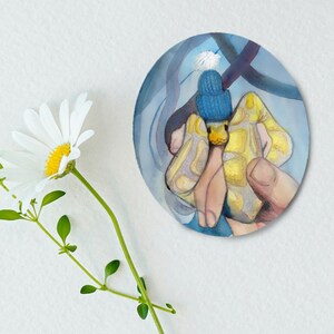 Ball Python With a Hat Sticker - Gift for Snake Lovers