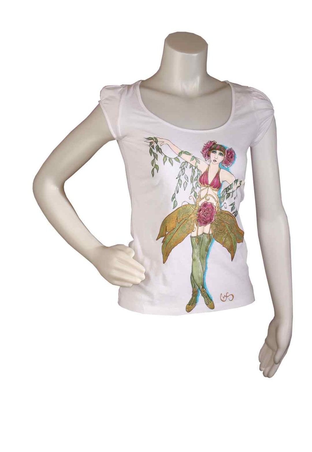 Handpainted, Wearable Art, 1920's Caberet,flapper,burlesque Gal on Cap