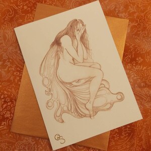 carta simpatia, carta d'arte fata da pezzo d'arte originale intitolato "anquish" da gayllynn smiley