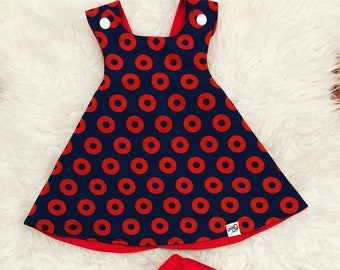 Fishman Donut Dress | Reversible Pinafore Dress | Grow with Me Dress and Tunic | Phish Kids