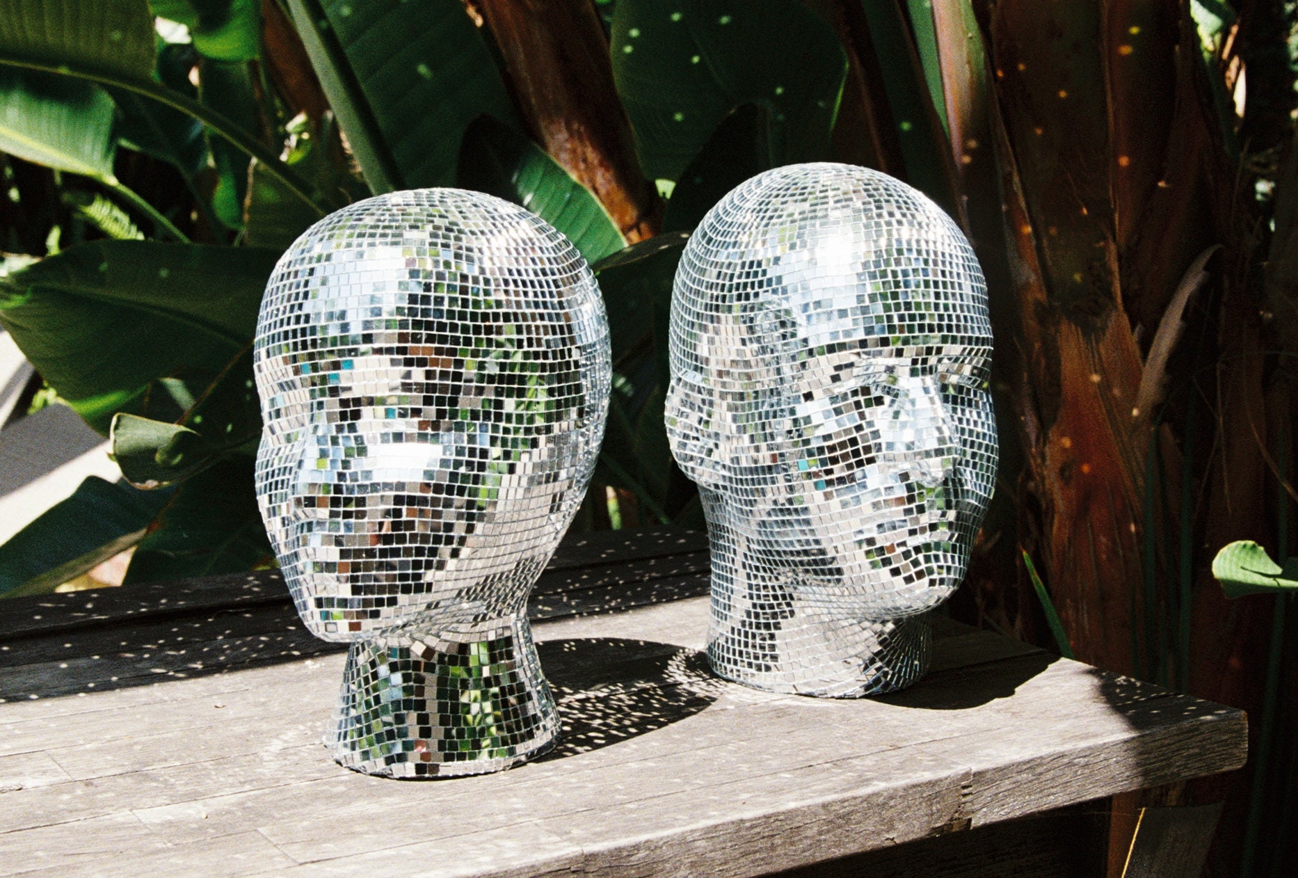 Disco Friends Heads Two Mirrored Mosaic Mannequin Heads Disco Balls Etsy