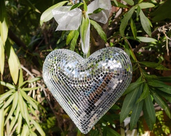 Disco Heart Hanging Disco Ball Mirrored Mosaic Decor