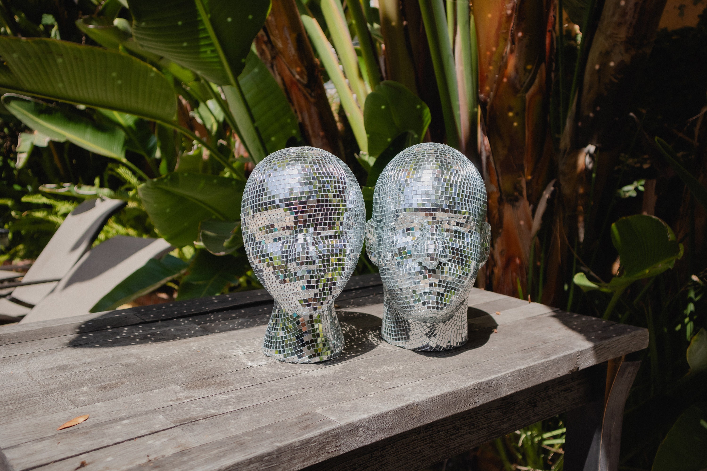 Disco Friends Heads Two Mirrored Mosaic Mannequin Heads Disco Balls Etsy