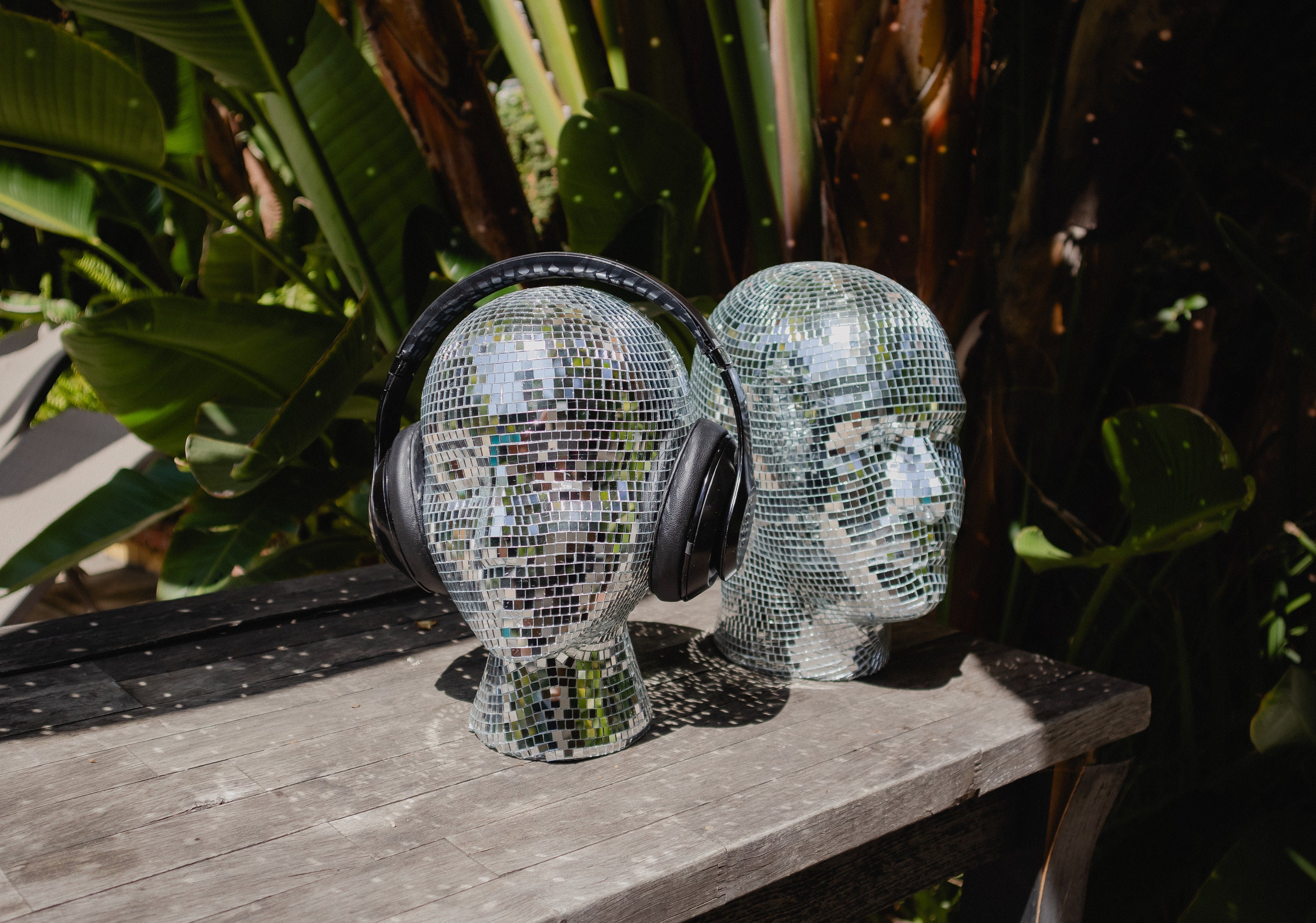 Disco Friends Heads Two Mirrored Mosaic Mannequin Heads Disco Balls Etsy