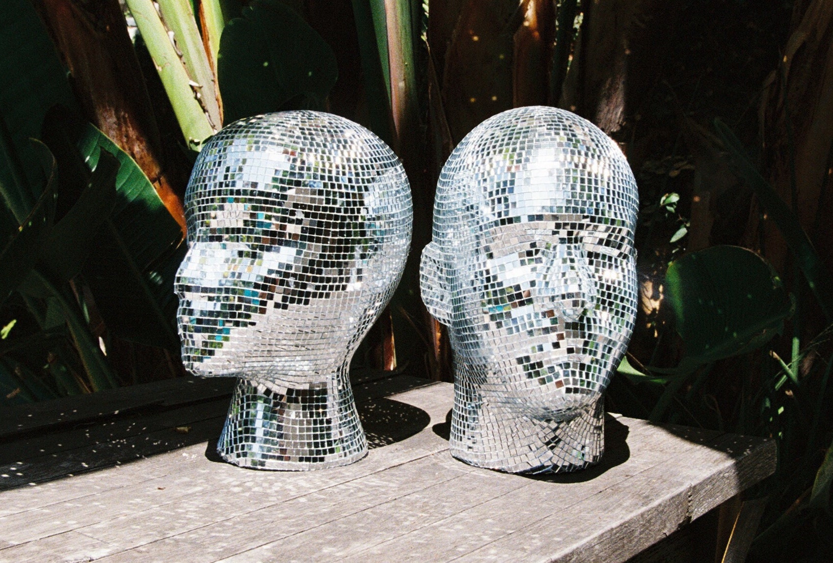Disco Friends Heads Two Mirrored Mosaic Mannequin Heads Disco Balls Etsy