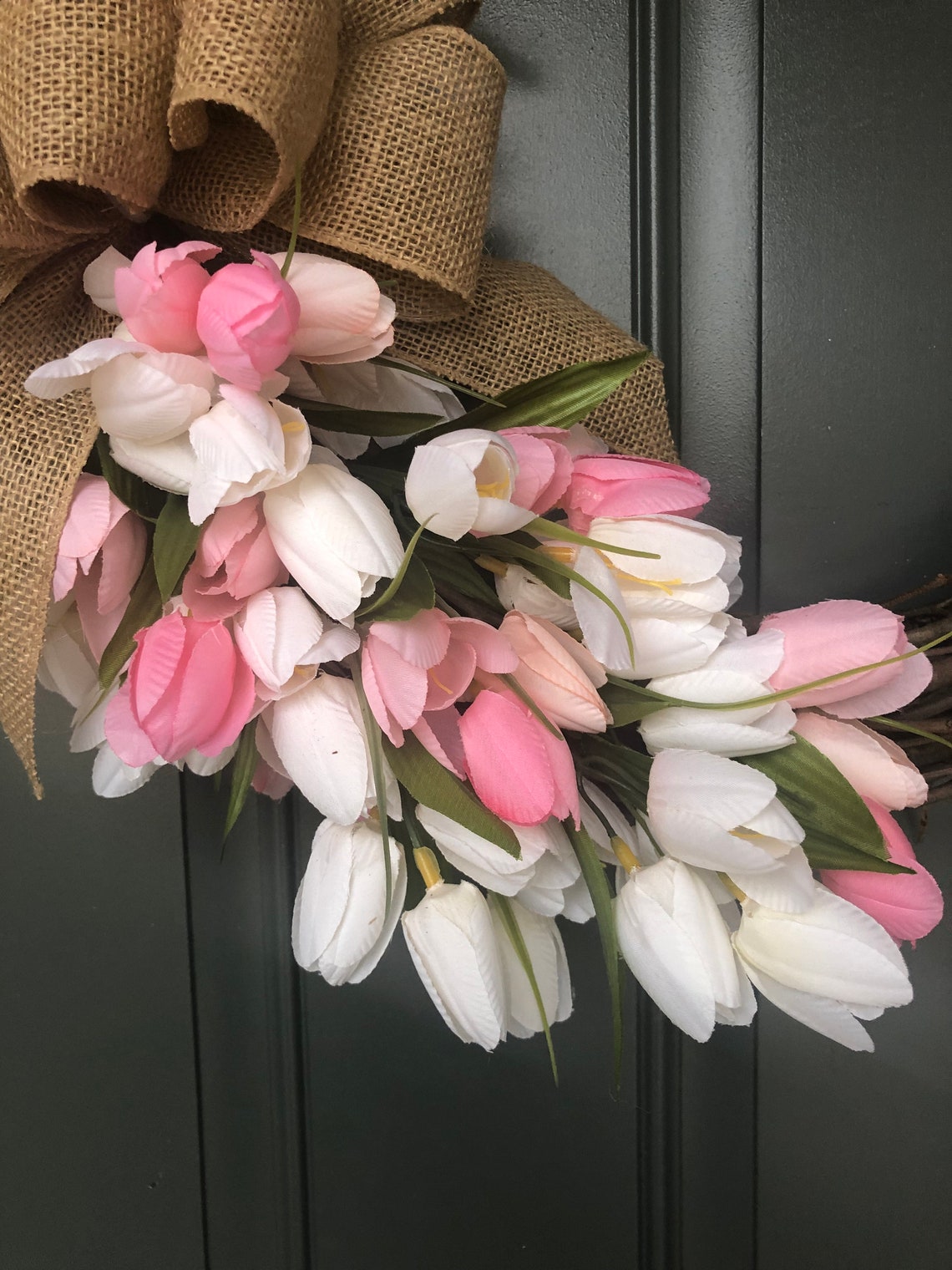 Wreaths for front door Tulip Wreath Spring Wreath for front Etsy