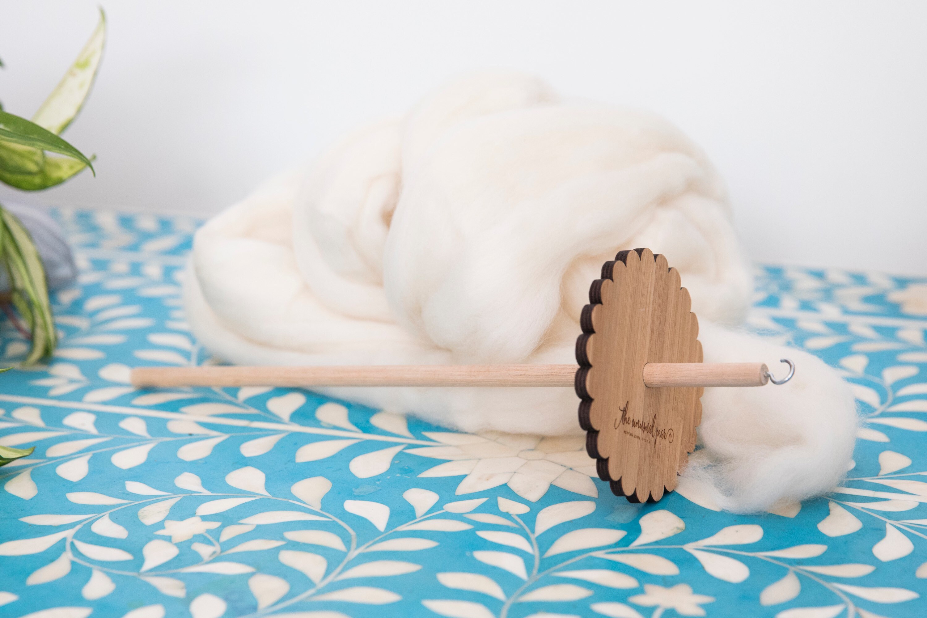 Bamboo Drop Spindle & Merino Roving