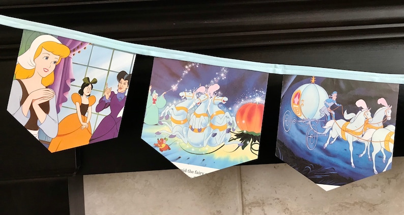 Cinderella Party Banner Cinderella Birthday Party Disney/'s Cinderella Vintage Book Banner Cinderella Baby Shower Retro Disney