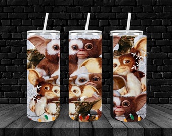 Fuzzy cutie Gremlin, 20oz skinny tumbler, template, digital template, holiday, cute furry animal, 9.2 x 8.3”,PNG, halloween, gizzy