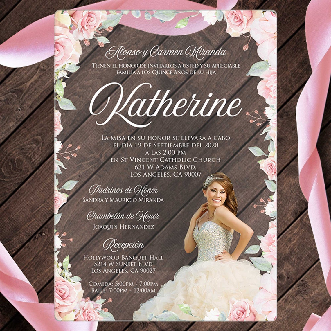 Acrylic Invitation 5x7 Quinceañera Etsy