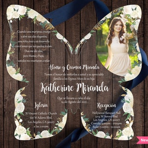 Acrylic Butterfly Quinceañera  Invitation