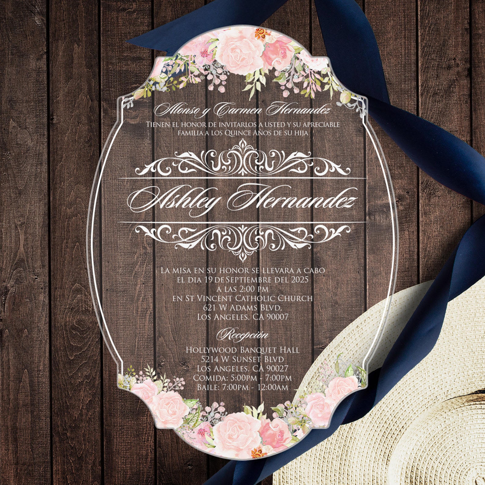 Acrylic Invitation Quinceañera Mirror Etsy