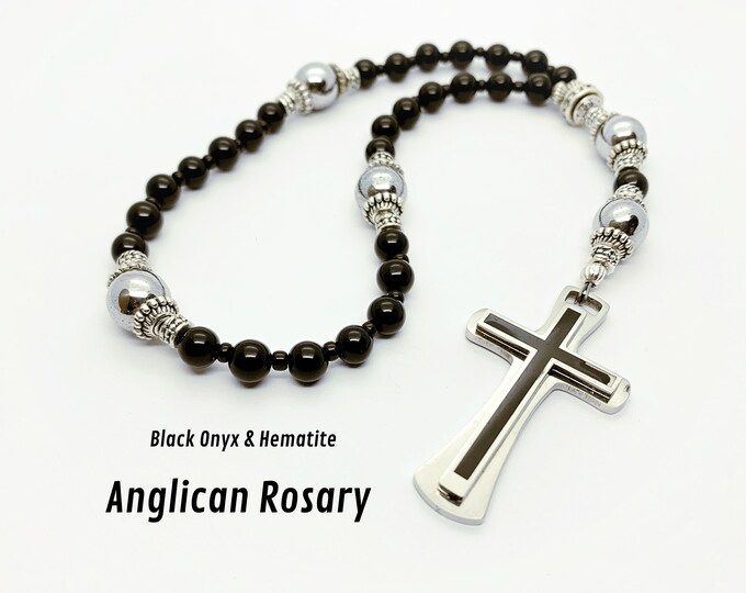 Anglican Rosary. Christian Rosary. Mens Rosary. Black Rosary. Rosary