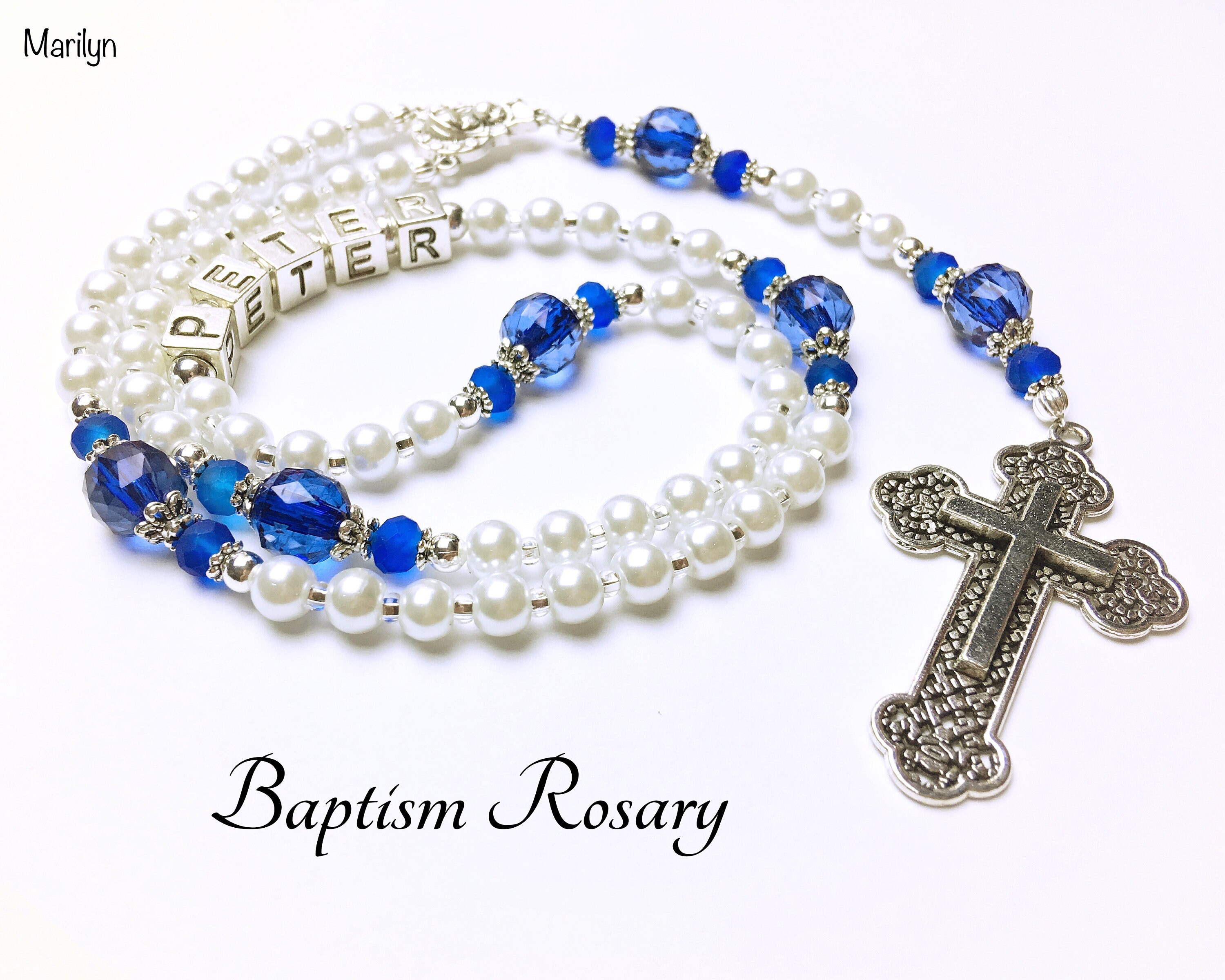 Personalized Baptism Rosary. Christening Rosary. White and Etsy