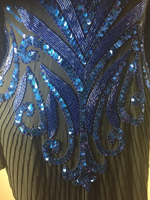 Vintage AJ Bari Black and Blue Art Deco Beaded Se… - image 5