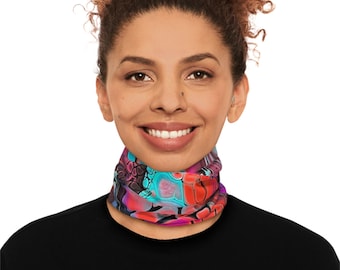 Midweight Abstract Art Print Neck Gaiter, Headband, Head Scarf (Original Painting Design Print)