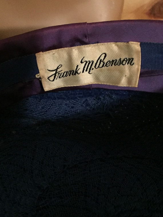 Vintage Hat 60s Frank M. Benson Purple Blue Textu… - image 7