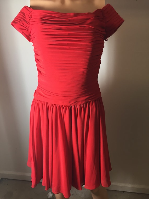 red petite cocktail dress