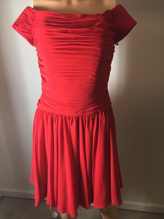 red petite cocktail dress