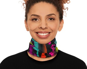 Polaina ligera para el cuello, diadema o pañuelo para la cabeza con estampado de arte abstracto (impresión con diseño de pintura original - Transmisión)