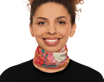 Leichtes Abstrakt Kunst Druck Neck Gaiter, Stirnband, Kopftuch (Original Gemälde Design Druck - Coral Flames)