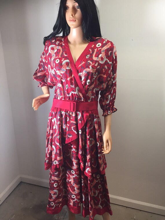 Vintage 80s Diane Freis Original Boho Silk Peasant
