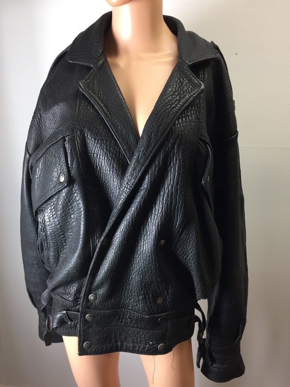 Vintage Armand Thiery French Designer Heavy Black Leather Jacket