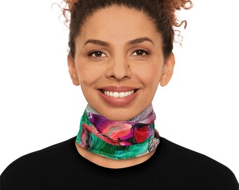 Abstrakter Kunstdruck, Neck Gaiter, Stirnband, Kopftuch (Original Gemälde Design Druck - Grüne Strömungen)