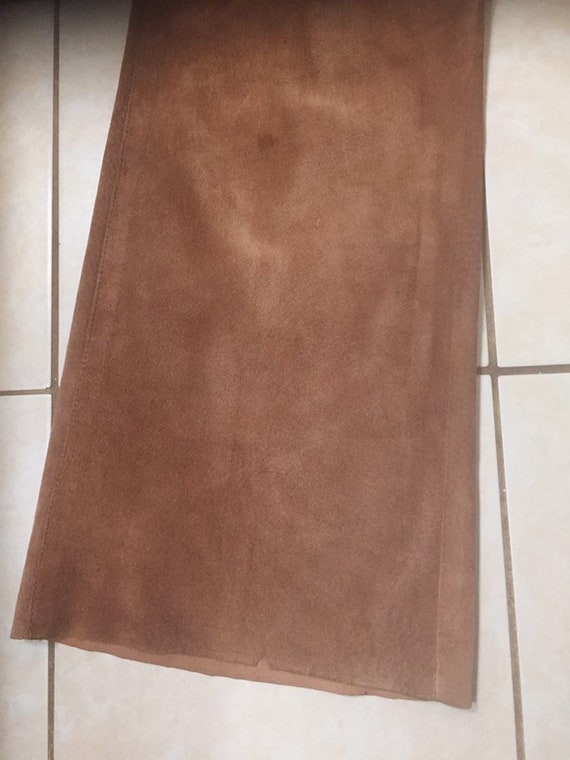 Vintage 60s Womens Two Piece Tan Brown Suede Leat… - image 7