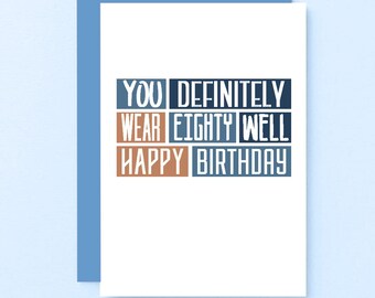 Carte Anniversaire 80 Ans Carte Anniversaire Femme Etsy