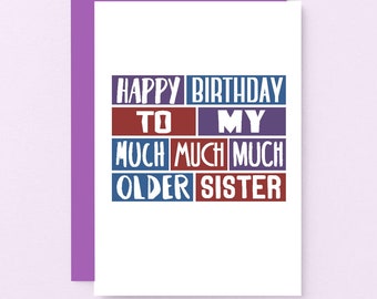 Funny Birthday Card For Sister | Funny Sister Card | Big Sis Card | Older Sister Birthday Card Funny | SE0259A6