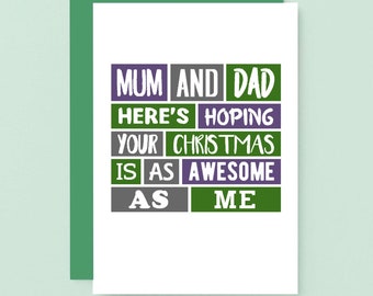 Funny Christmas Card For Mum and Dad, Parents Cheeky Xmas Card, SEC0024A6