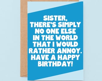 Funny Birthday Card For Sister, Younger Sister Birthday Card, Big Sister Birthday Card | SE3084A6