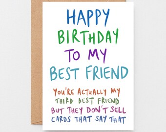 Funny Birthday Card, Humour Banter Rude Card For Best Friend Sister, Wacky Cards