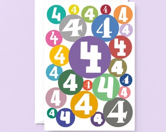 Fourth Birthday Card, 4th Birthday Card, Four Years Old Today, 4 Year Old Birthday Card | SE2064A5