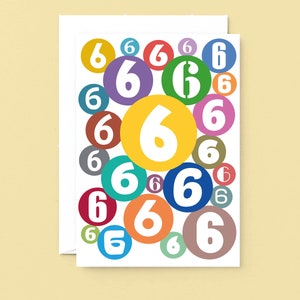 Carte d'anniversaire de 6 ans, Carte d'anniversaire pour enfant de 6 ans, Carte d'anniversaire moderne pour enfant de 6 ans | SE2066A5
