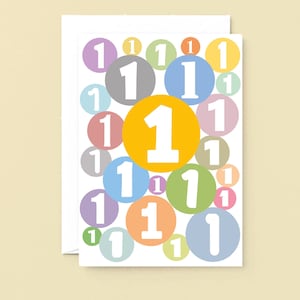 Carte 1er anniversaire, Carte 1er anniversaire colorée, Joyeux anniversaire 1 an, Carte 1er anniversaire pour enfant, Grande carte | SE2061A5