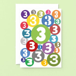 Carte d'anniversaire pour le 3e anniversaire, 3 ans aujourd'hui, amusante et neutre en matière de genre, Carte d'anniversaire pour 3 ans | SE2063A5