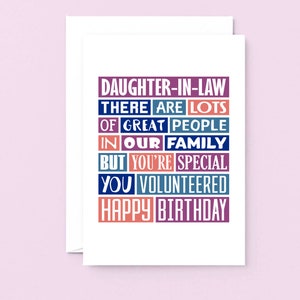 Carte d'anniversaire pour belle-fille | Carte drôle | Carte d'anniversaire drôle de belle-fille | SE0343A5