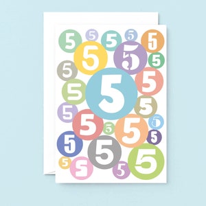 Carte d'anniversaire de cinq ans, carte de cinquième anniversaire, 5e anniversaire, carte de joyeux anniversaire pour enfant de cinq ans | SE2065A5